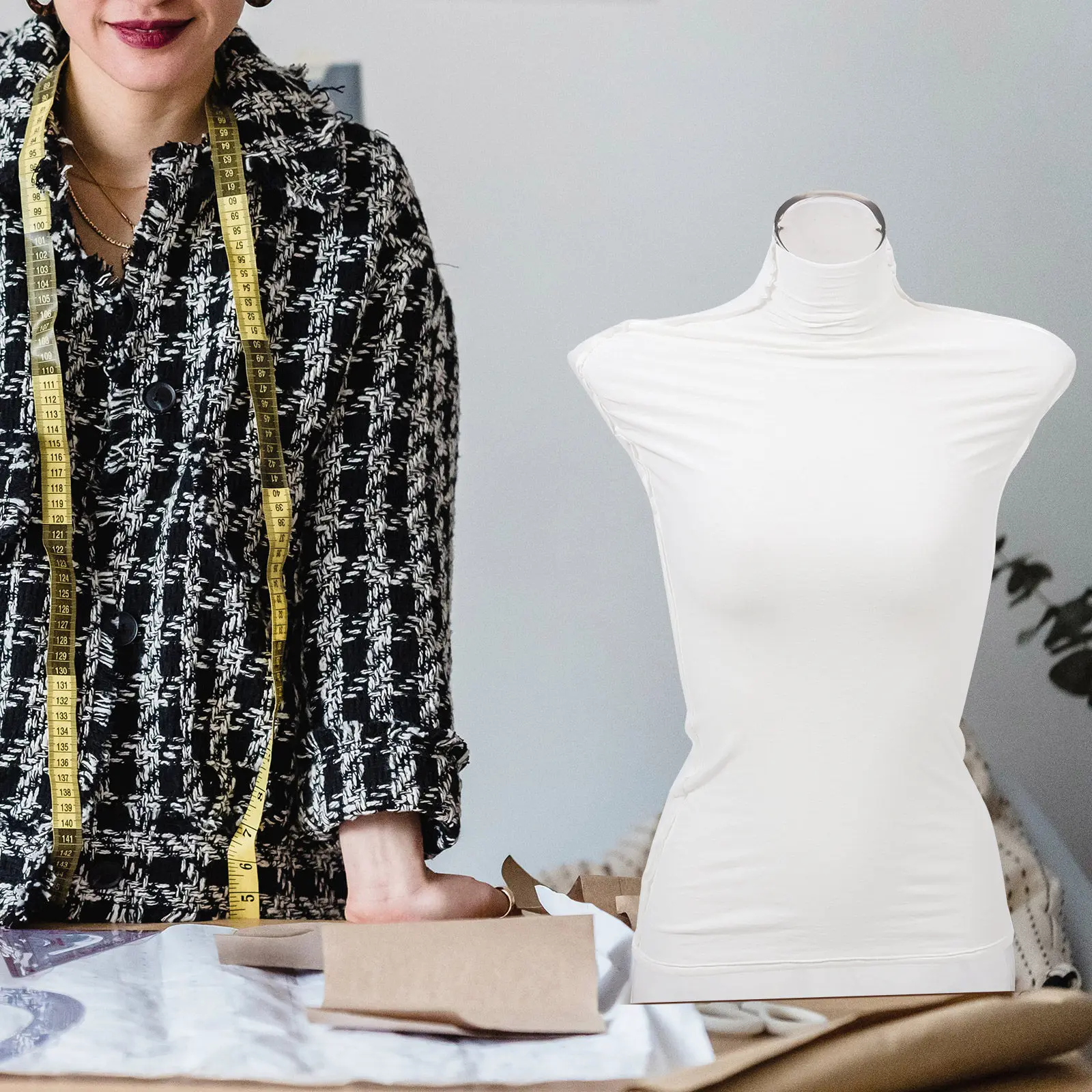 Baby Clothing Display - 女性マネキン用コットン布カバー 1個、伸縮性がありぴったりフィット、しっかり縫製された白いマネキンボディカバー、写真撮影や衣料品展示用