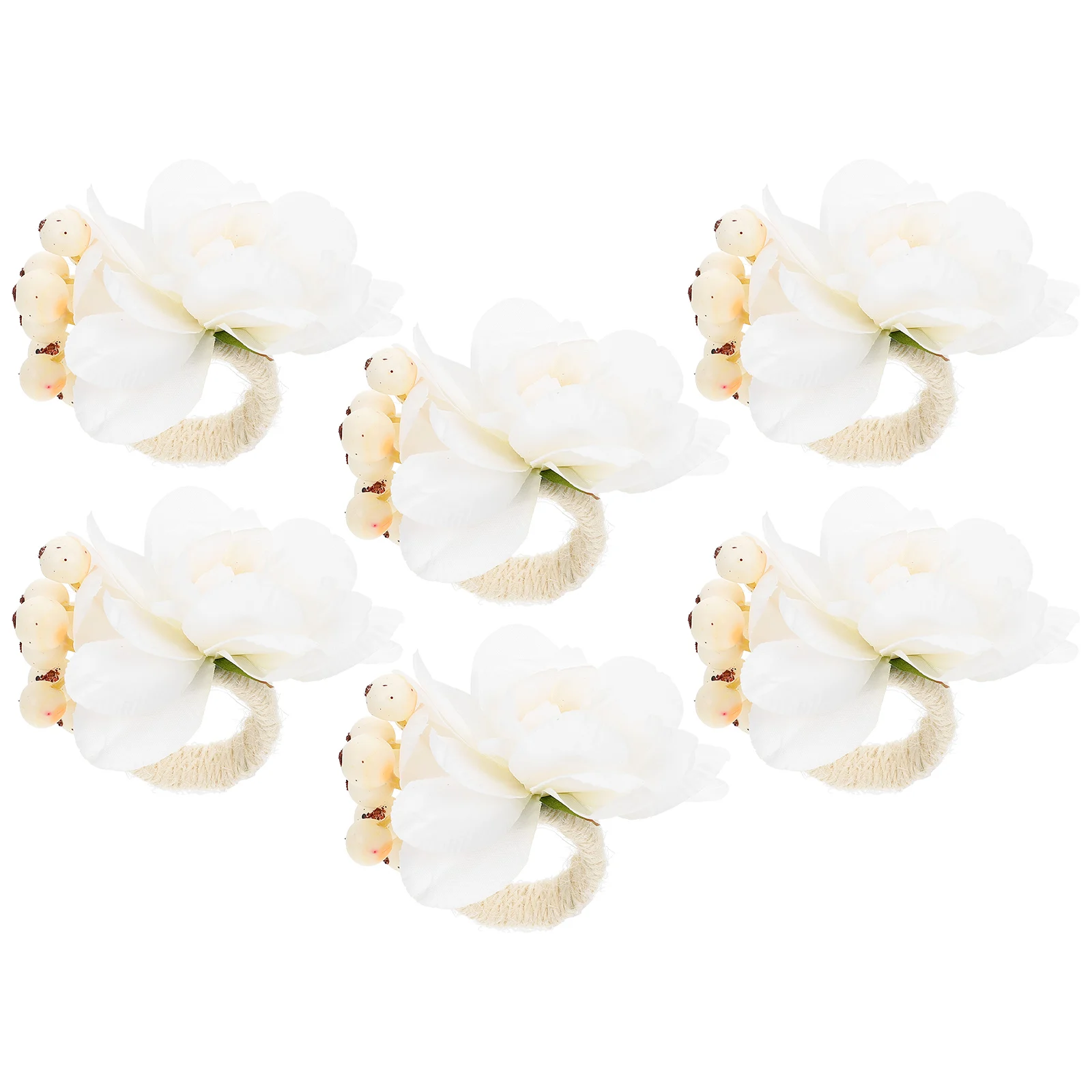 

6 Pcs Napkin Ring Set Elegant Plastic Silk Flower Design Wedding Party Christmas Decor Kitchen Bar Accessories