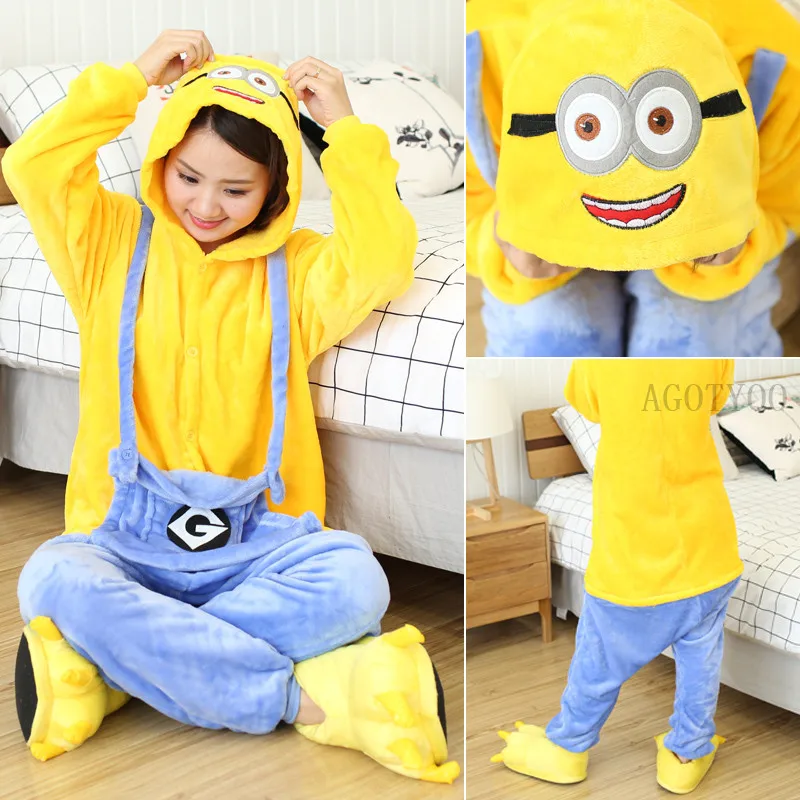 

Kigurumi Minion Cartoon Onesies Adults Kids Animal Pajamas Jumpsuits Women Anime Cosplay Costumes For Christmas Halloween Party