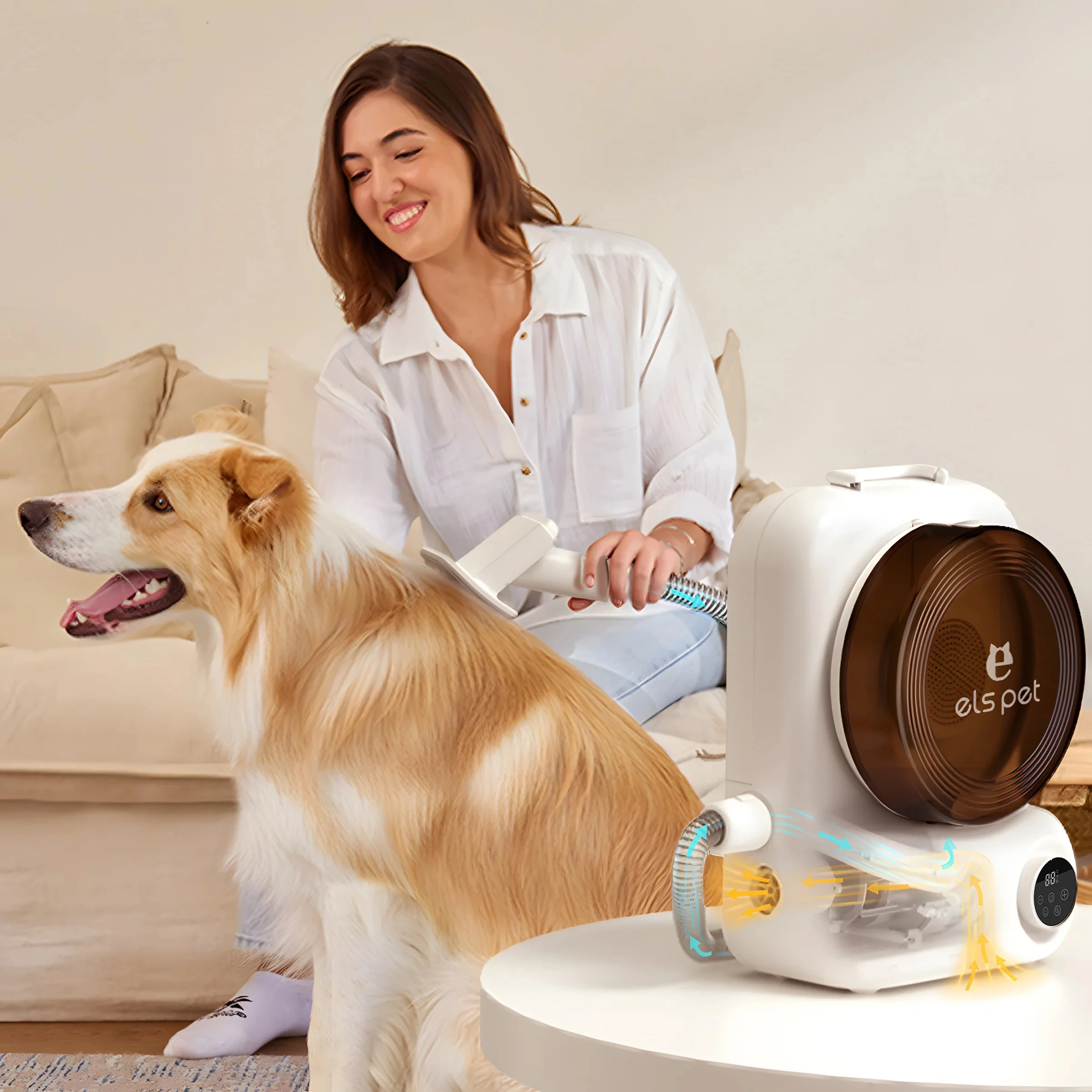 Pro Dryer with 5 Grooming Tools for Long Haired Dog and Other Animals Electric Pet Grooming Kit & Vacuum Suction 99% Pet Hair