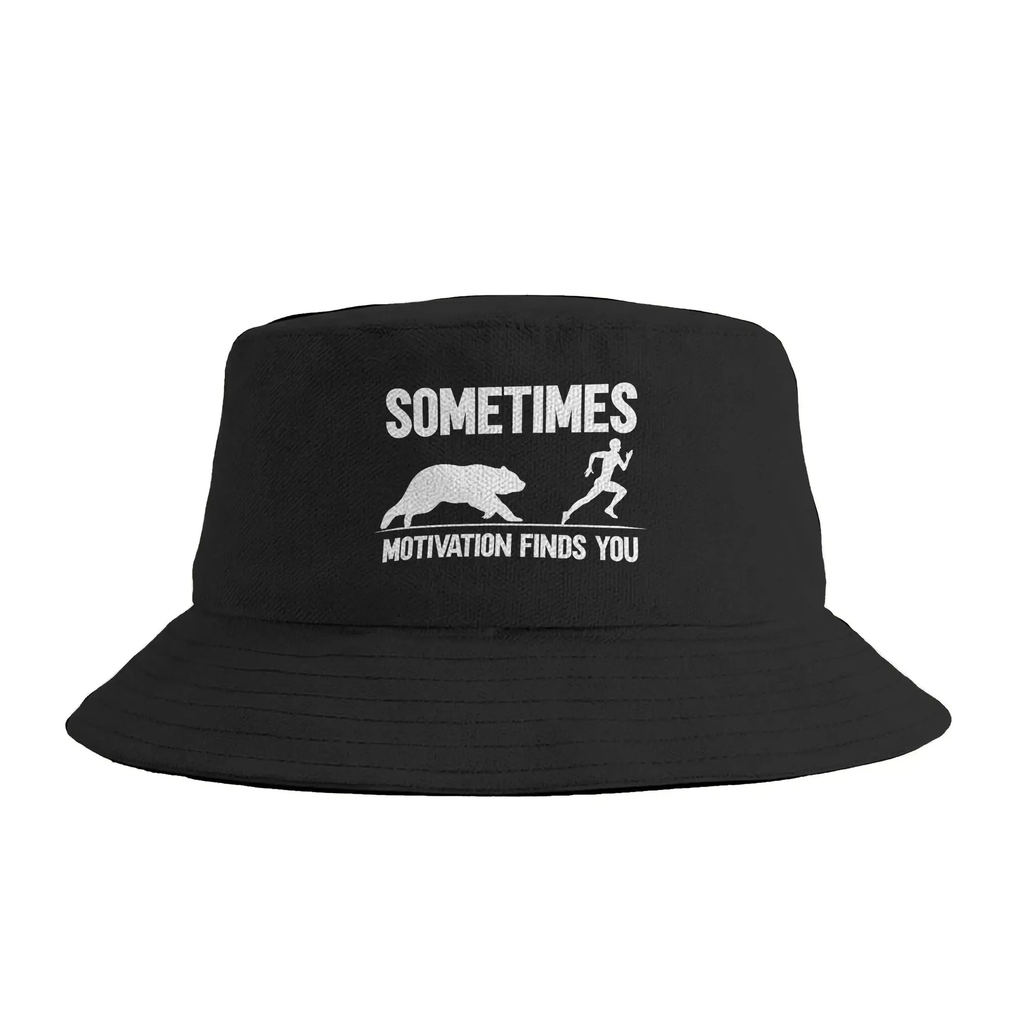 Sometimes Motivation Finds You Bucket Hat Summer  Casual Fisherman Hats For Women Breathable Fishing Caps Harajuku Visor Hats
