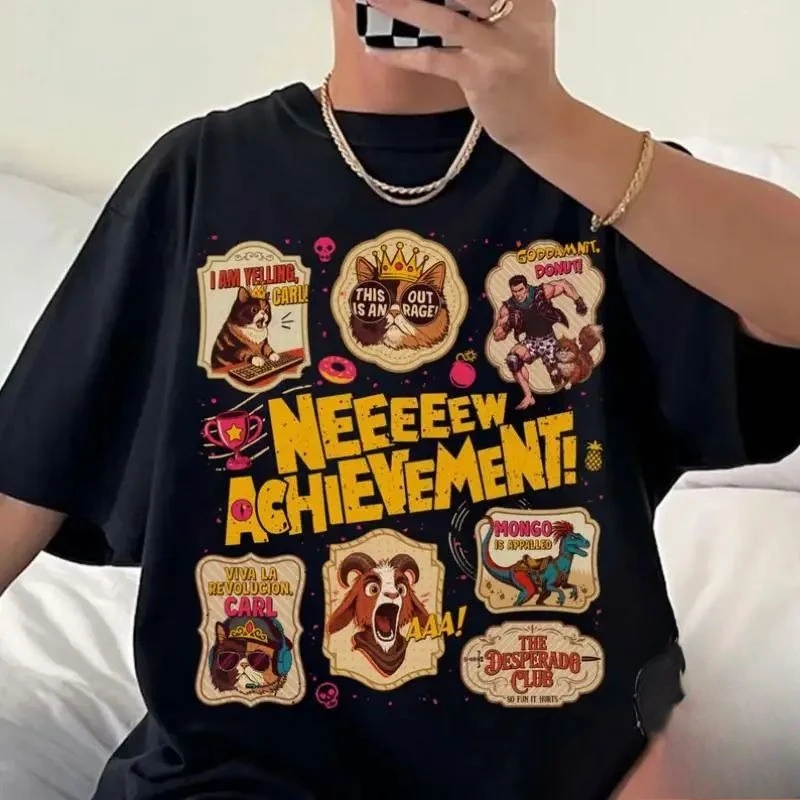 Y2k Fashion T Shirts Dungeon Crawler Carl Stamps Shirt New Achievement T Shirt LitRPG Book Lover Gift Fantasy Reader Graphic Tee