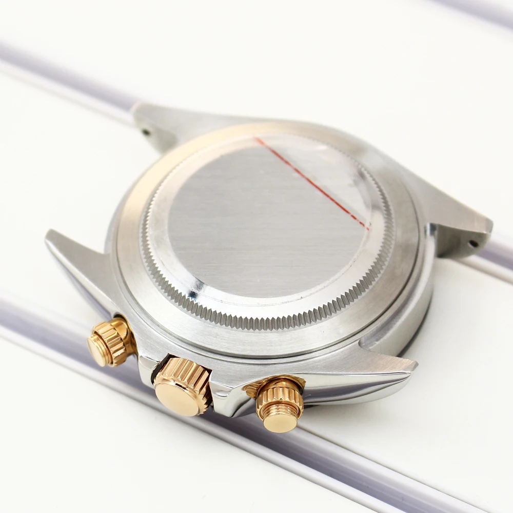 Roségold VK63 Gehäuse 39mm Massives Edelstahl-Uhrengehäuse mit Saphirglas für VK63 Uhren Automatikwerk Zubehör – Detail 7