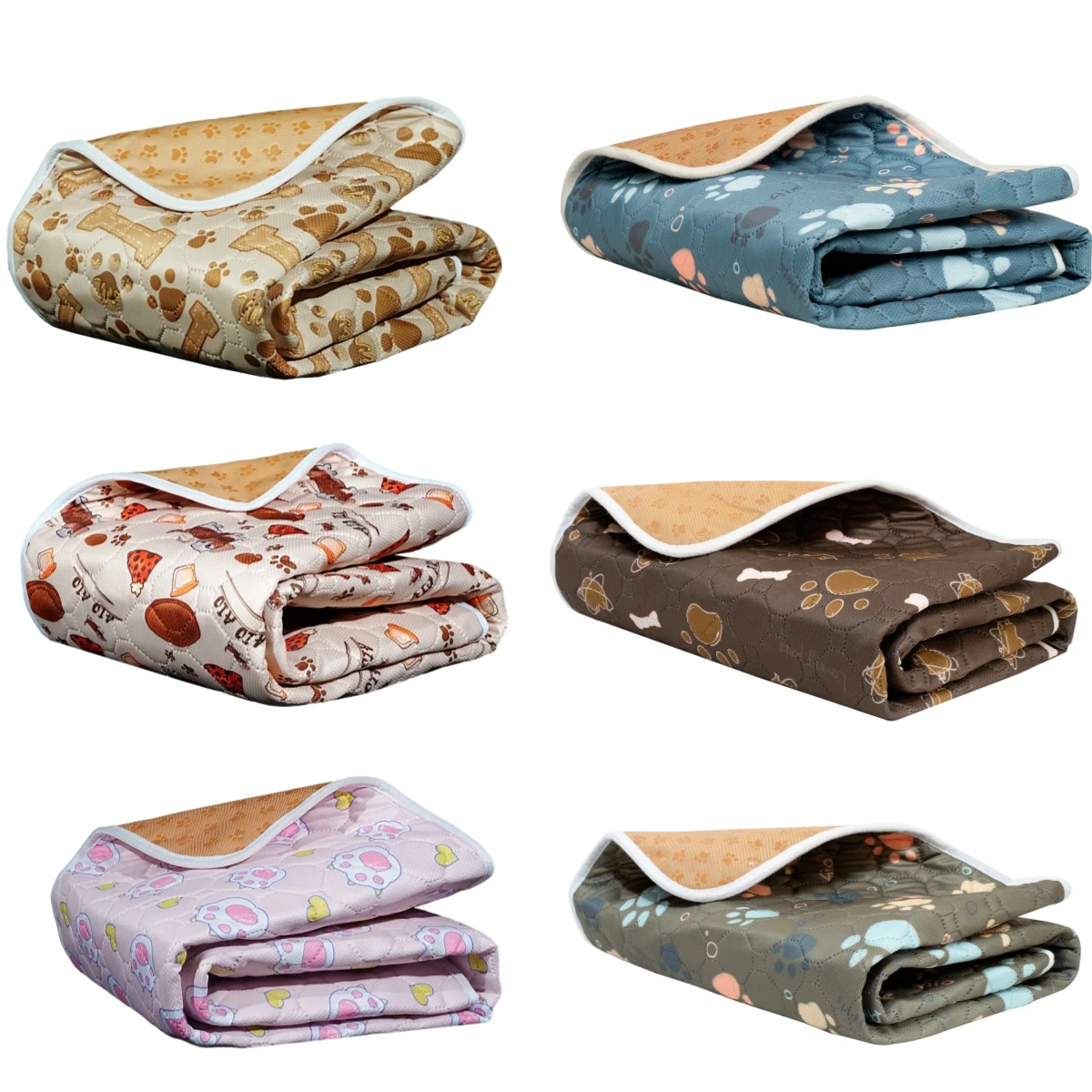 2pcs Cute Waterproof Pet Pee Pad Washable Puppy Training Pad Mat Reusable Anti-Slip Pee Pad Blanket Absorbent Diaper for Dog Cat