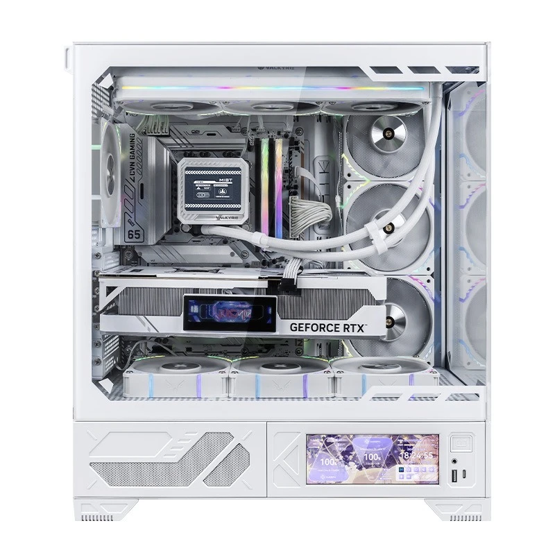 Panoramic sea view room chassis, side-through touch screen white chassis