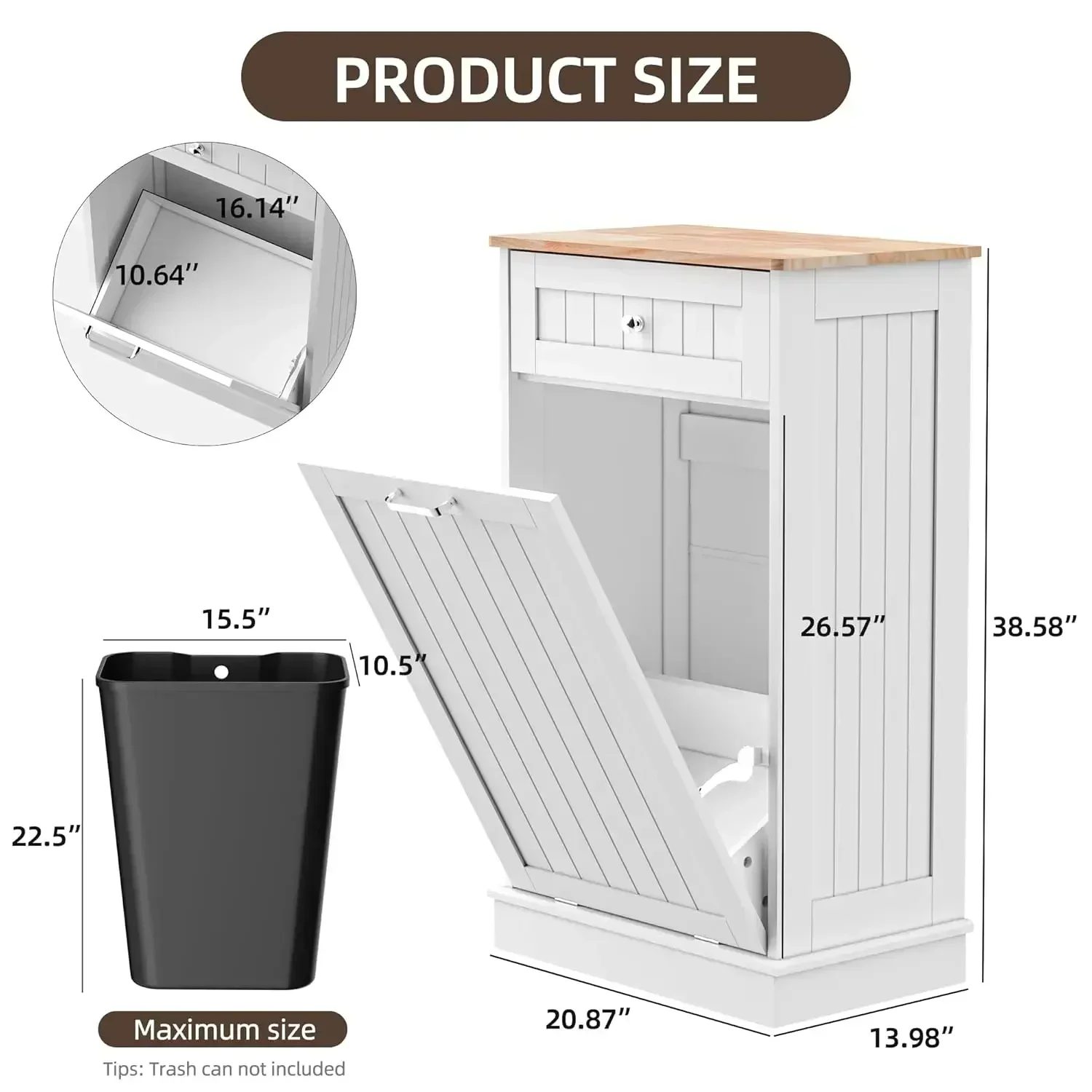 [Discounted Price, Hot Sale!]13 Gallons Tilt Out Trash Cabinet Kitchen Waste Bins Free Standing Laundry Hamper Recycling Cabinet