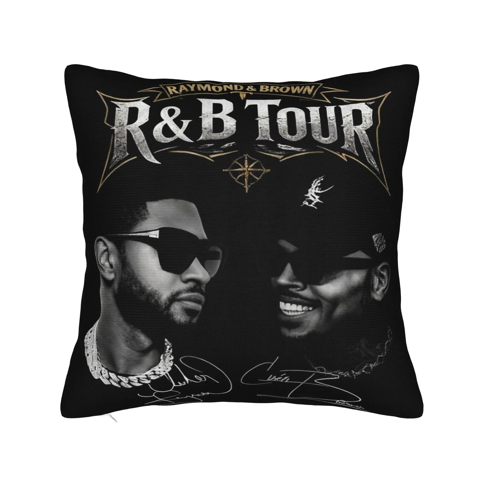 Decorative Pillowcase Chris Brown Usher R&B Tour 2026 Product Home  Throw Pillow Case Cover Zipper Multiple Sizes