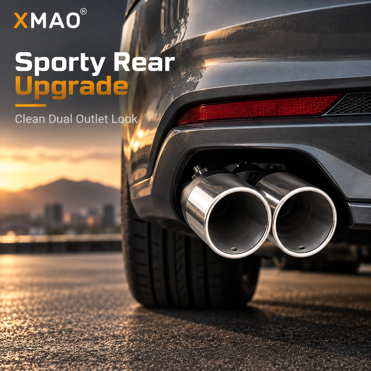 Universal Car Dual Exhaust Tip 2.5in Inlet Stainless Steel Black Silver Twin Outlet Bolt-On Tailpipe Trim Exhaust Accessory
