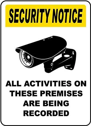 Vintage Metal Sign Security Notice All Activities On These Premises Are Being Recorded Metal Tin Sign Aluminum Sign For Home Cof