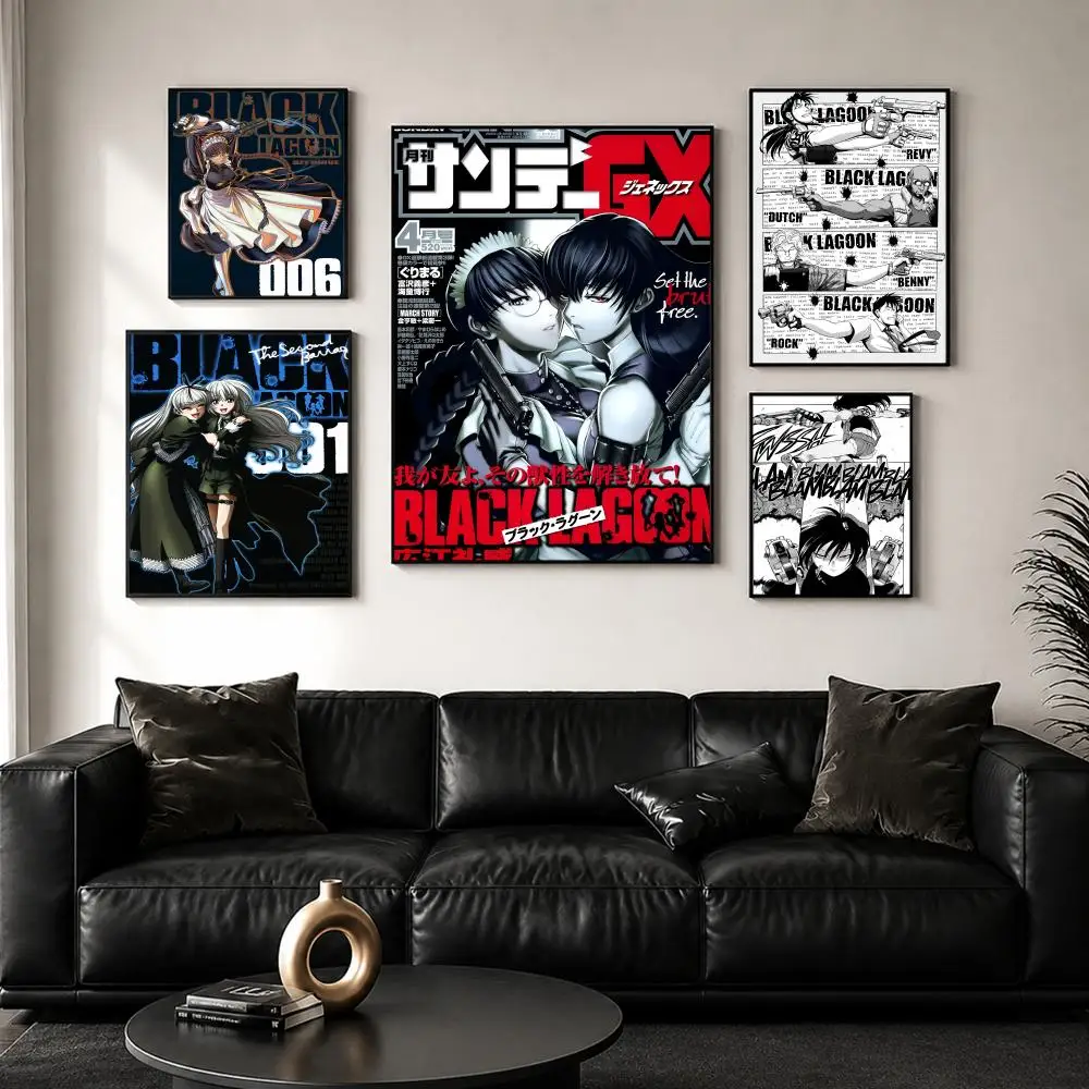 Anime B-Black Lagoon Painting Calligraphy Wall Art Canvas Poster Premium Home Decor Print for Living Room Bedroom