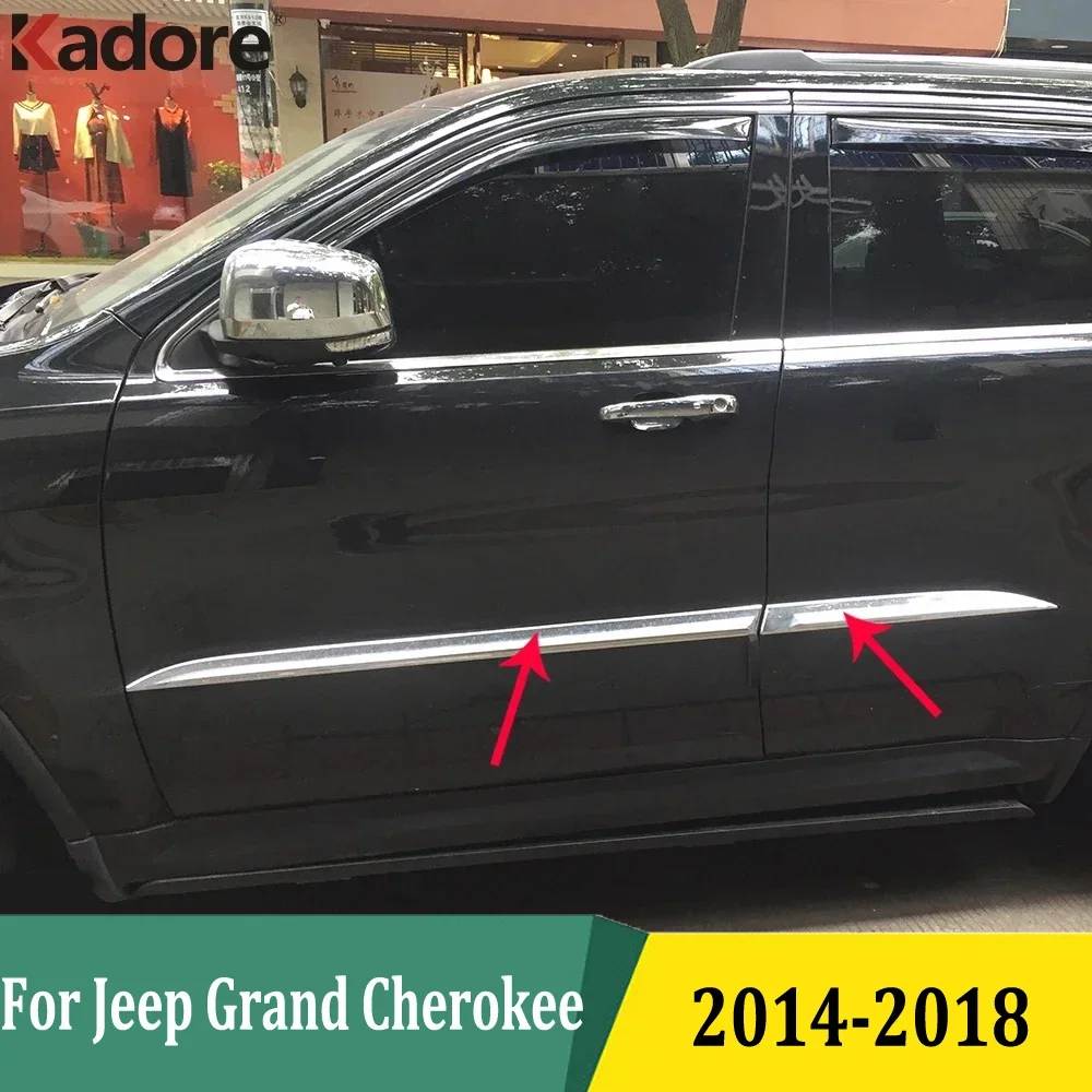 

Для Jeep Grand Cherokee 2014-2016 2017 2018, хромированный корпус боковой двери, линия молдинга, защитная крышка для отделки, внешние аксессуары