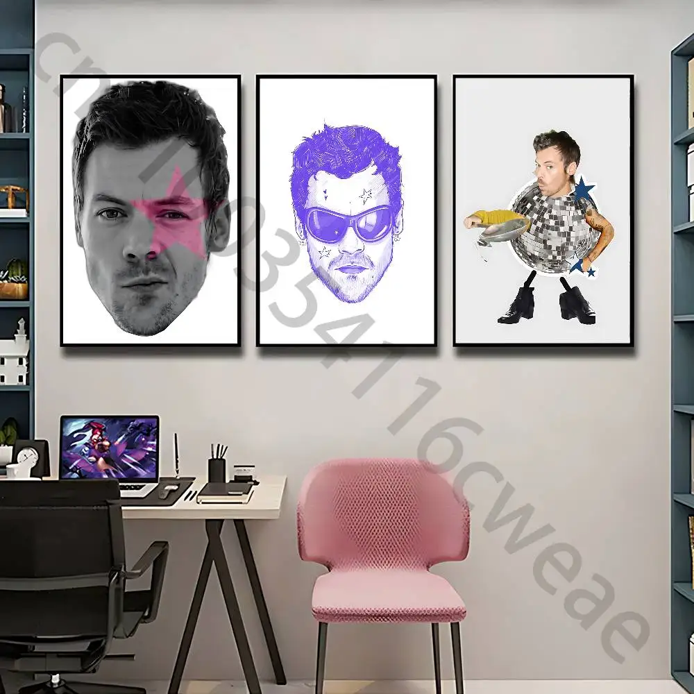 H-Harry S-Styles Poster Self-adhesive Art Waterproof Paper Sticker Coffee House Bar Room Wall Decor