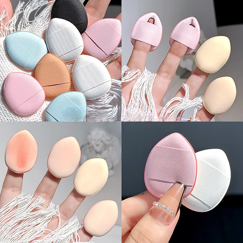 1-10pcs Mini Size Cosmetic Cushion Puff Concealer Foundation Detail Puff Finger Puff Set Make Up Sponge Beauty Tool Professional