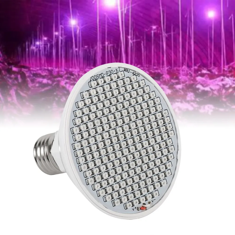 24W 200-luz LED para cultivo de plantas, lámparas hidropónicas E27 para cultivo de flores y verduras, 85 ~ 265V