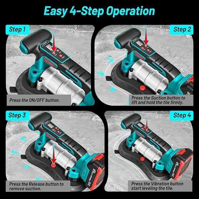 YEARTOP 500KG 9 Gear Tile Tiling Machine Suction Cup Tile Vibration Leveling Tile Laying Vibrating Tool For Makita 18V Battery view 5