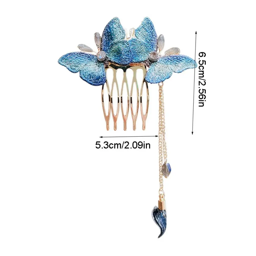 Tassel Butterfly Hair Comb Pearl Alloy Chinese Style Hair Stick Hair Accessories Hair Sticks for Buns Hanfu Hairpin Girl