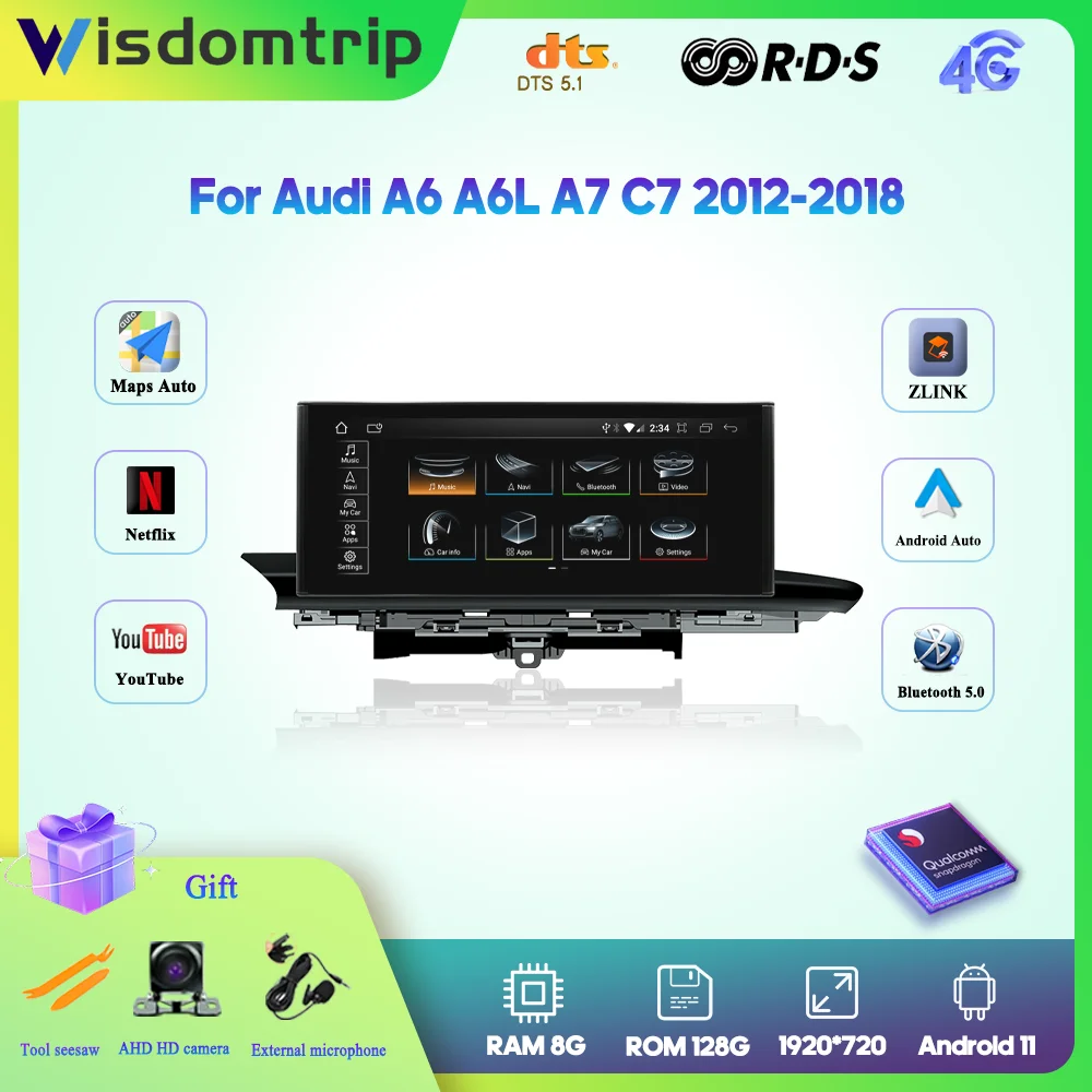 For Audi A6 A6L A7 C7 2012-2018 Smart Multimedia Video Player Radio GPS 4G Navigation CarPlay Android 11 Keep Original CD System