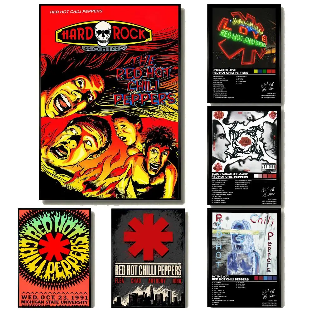 Rock Band R-Red Hot Chili Peppers Poster Modern Minimalist Wall Art Prints for Home Decor Interior Bedroom Living Room