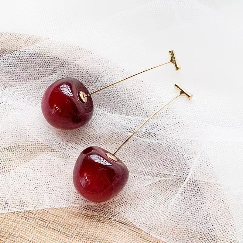 Trendy Sweet Lovely Cherry Cherries Cherries Earrings Pendant Fruit Earrings Red Cherry Earrings Charm Jewelry