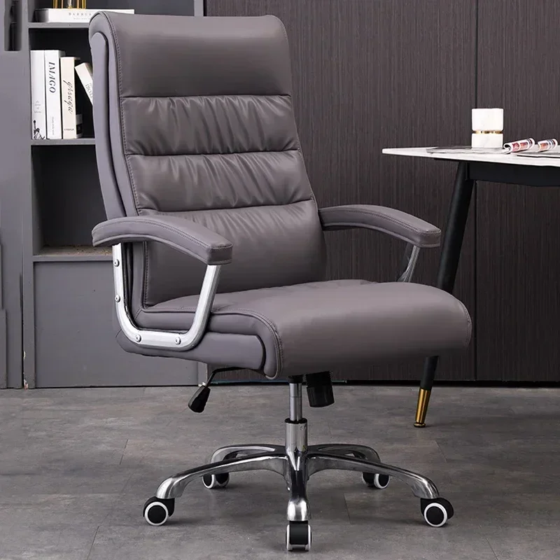 

Ergonomic Leather Support Office Chair Back Cushion Handle Lounge Swivel Chair Mobile Recliner Silla Plegable Home Furniture