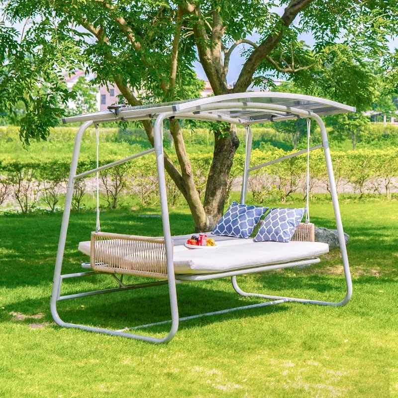 

Outdoor swing Outdoor sunshade Courtyard Household hanging basket Chair Balcony swing Lie down and sit double hammock