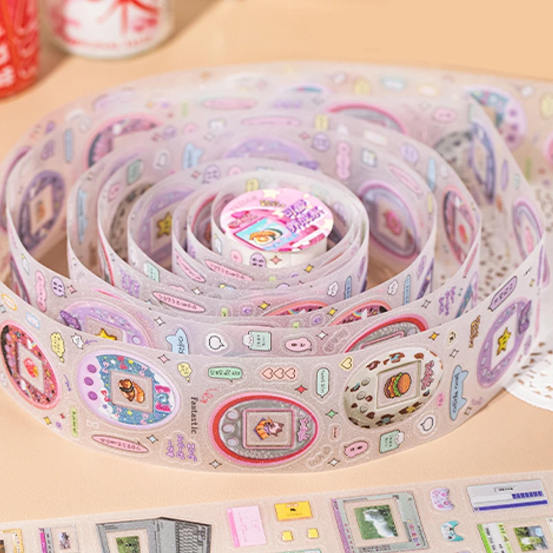 Mr Paper 4 rollen Glitter Huisdier Gestanst Tape Time Warp ins stijl cartoon grens handboek goo kaart decoratieve collage DIY Zuivel kaart