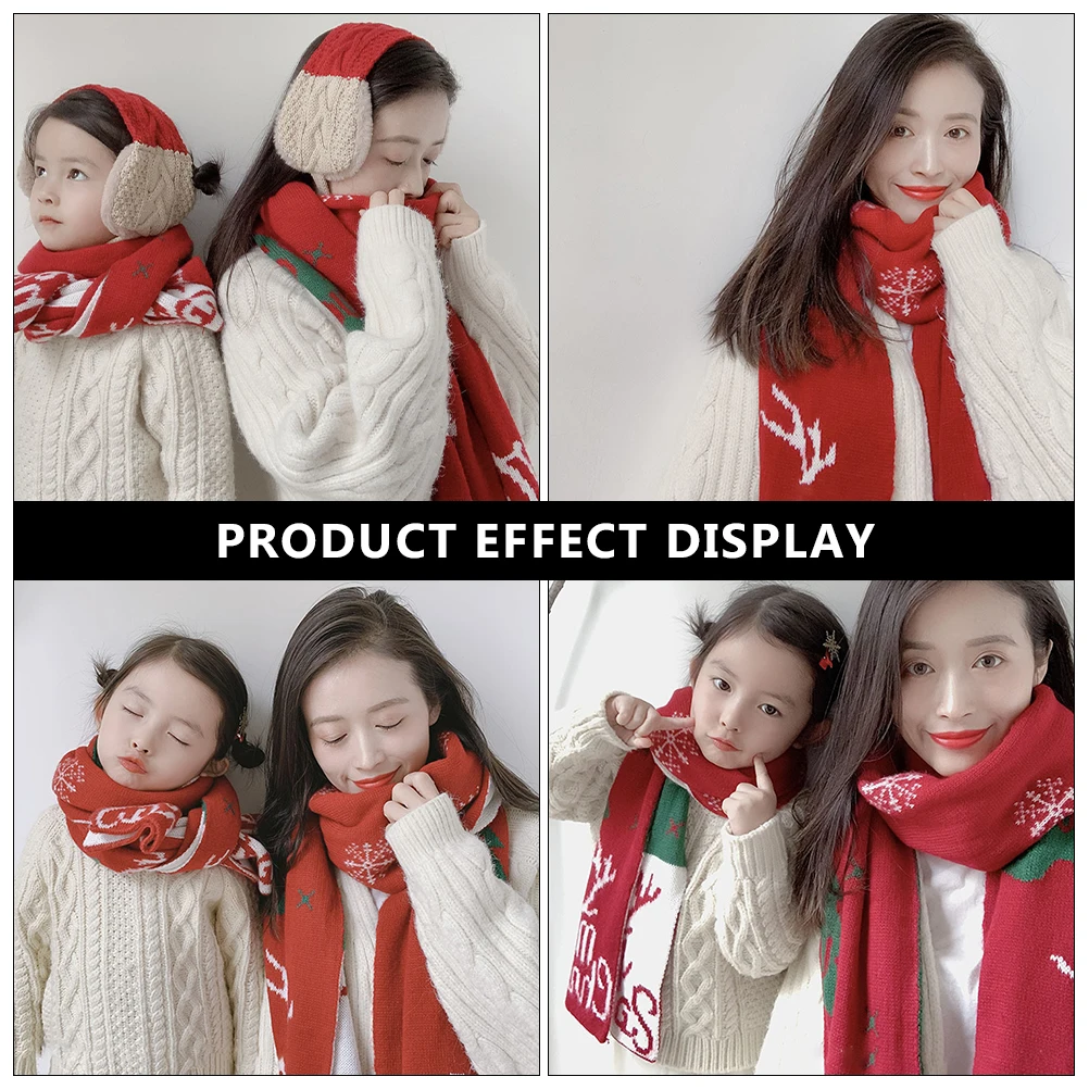 

Warm Knitted Scarf Winter Autumn Cotton Holiday Accessories Parent-child Men Women Christmas Style Long Scarf Family Gift