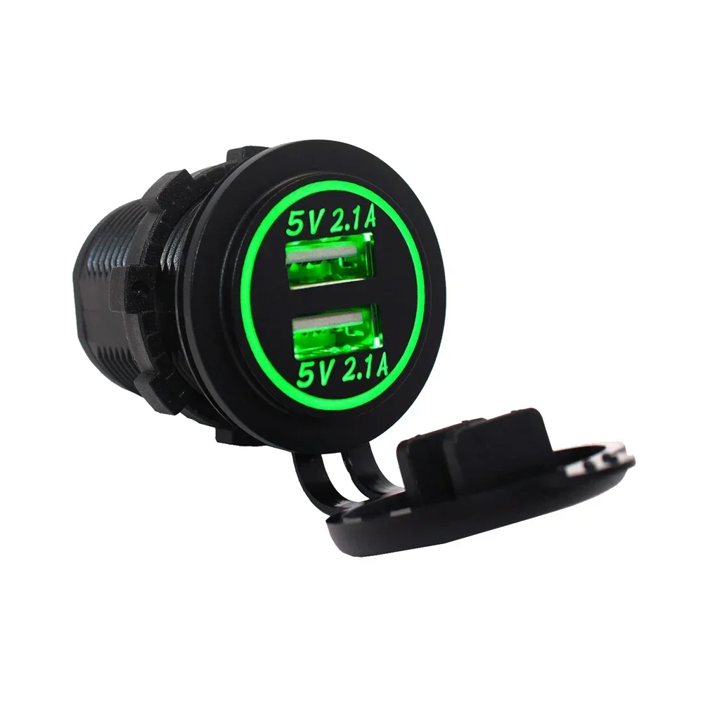 DC 12~24V 4.2A DIY Waterproof Dual USB Car Charger Adapter 2.1A + 2.1A Motorcycle charger with Blue Green Red white Orange