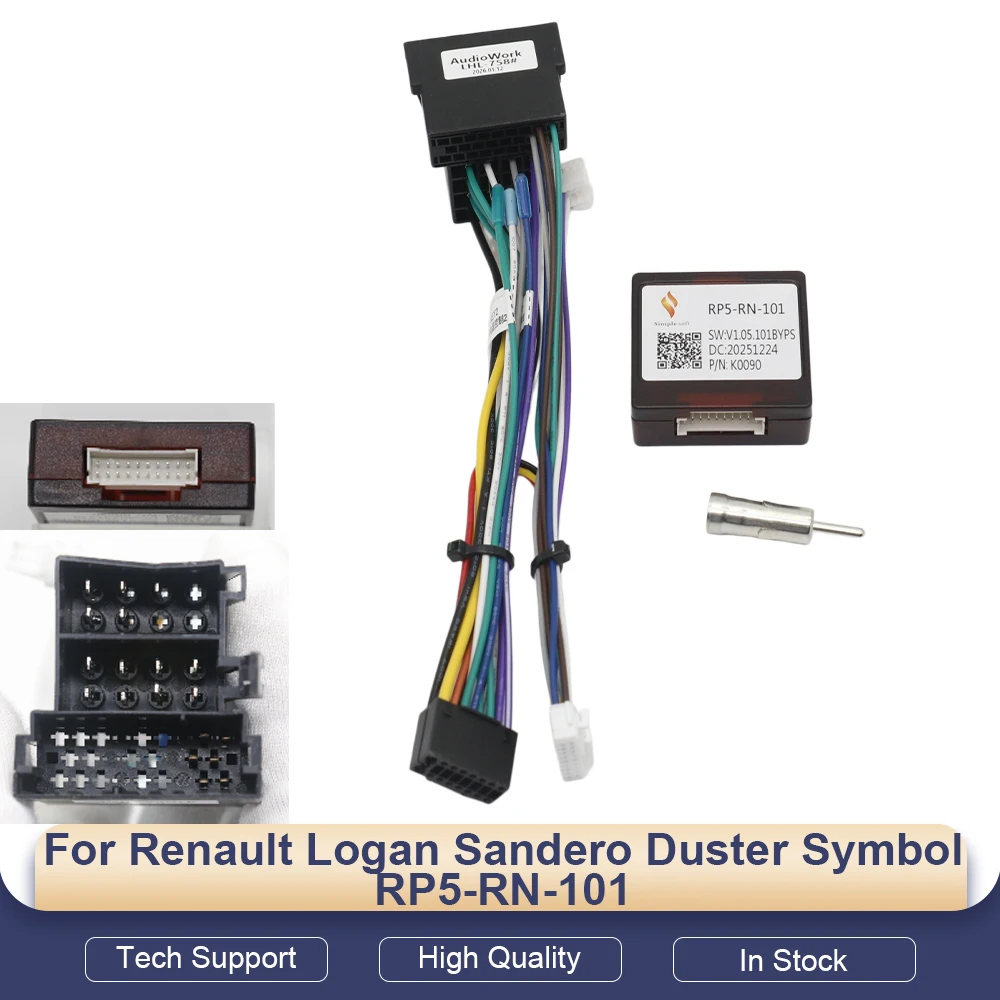For Renault Logan Sandero Duster 16 Pin CANBUS Decoder Harness RP5-RN-101 Radio Power Adapter