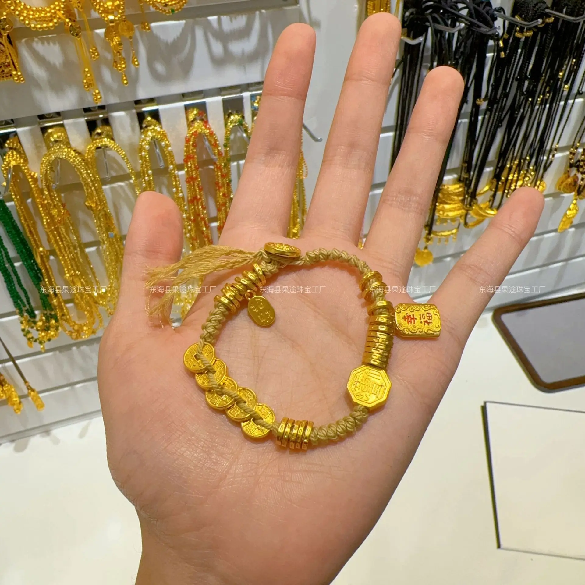 

Plated With Real Gold Preservation Ancient Method Sand Gold God Of Wealth Five Emperors Coins Coiled Women s Woven Girls Gift