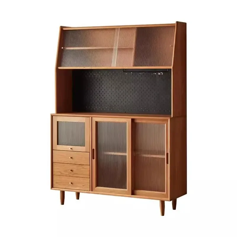 

Sliding door locker kitchen living room Japanese cherry wood side cabinet