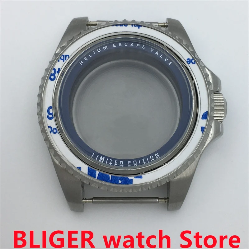 

BLIGER 44mm silver stainless steel case sapphire glass with NH34 NH35 NH36 ETA2824 2836 Miyota8215 DG2813 3804 PT5000 movement