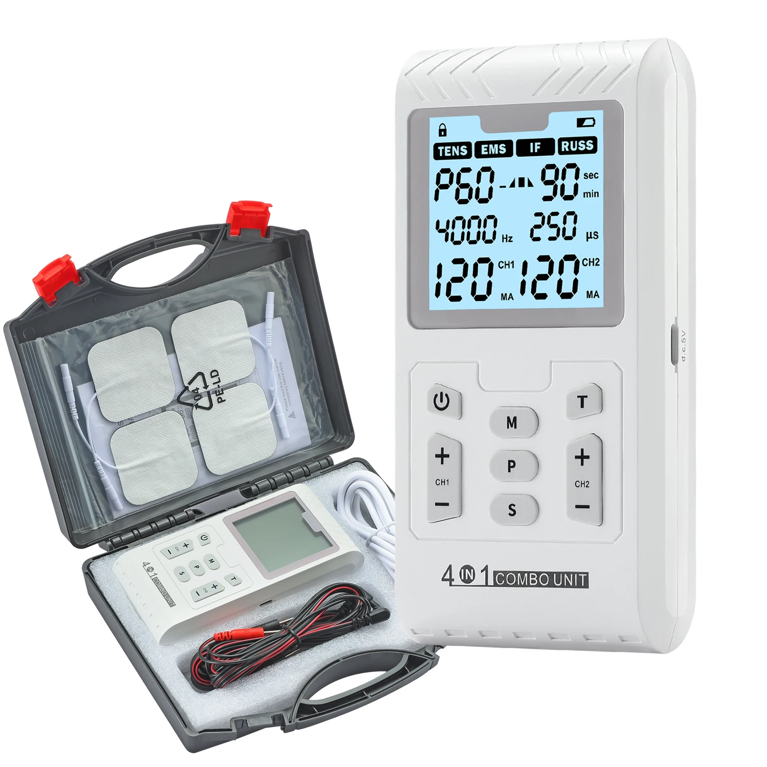 Adjustable High-Frequency Electrical Muscle Stimulator, Physiotherapy Massager, 4000Hz EMS Pulsed Electrical Stimulator