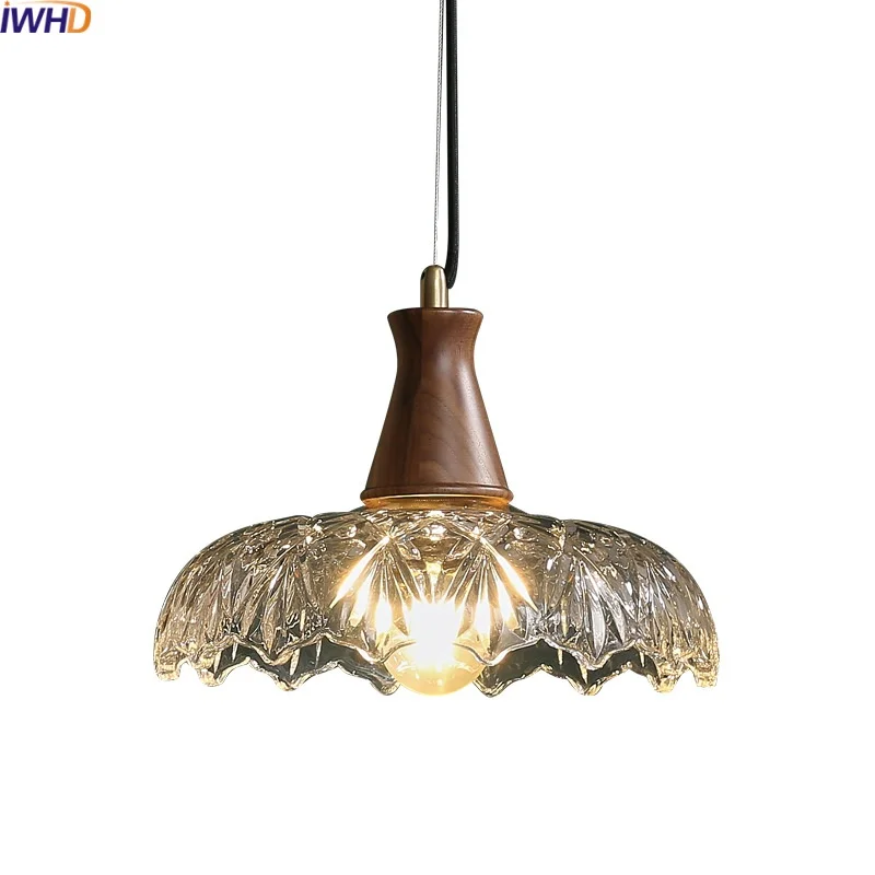 

IWHD Luminaire LED Hanging Light Fixtures Kitchen Bedroom Living Room Clear Glass Nordic Pendant Lamp Chandelier Pendente