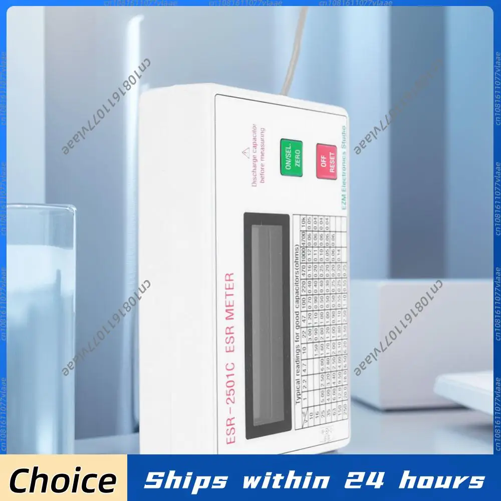 Capacitor ESR DCR Tester Test In Circuit Capacitance Meter W/ Test Leads Clip Battery Circuit Tester Electrical Testing Meter