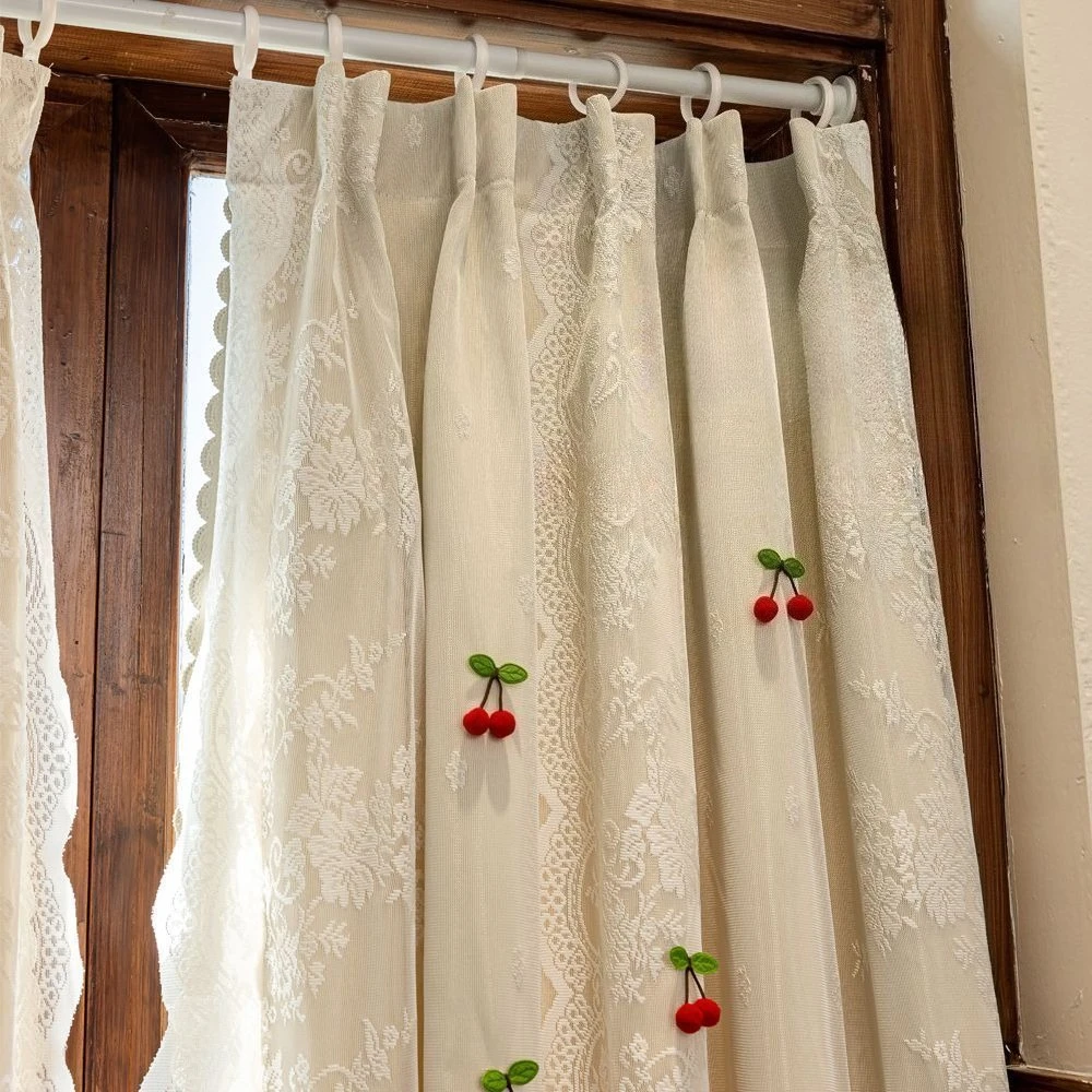 Lace Kawaii Decoration Curtain Blackout Translucent Gauze Double-sided Girl Room Heat-insulating Window Screen Decorative Drapes