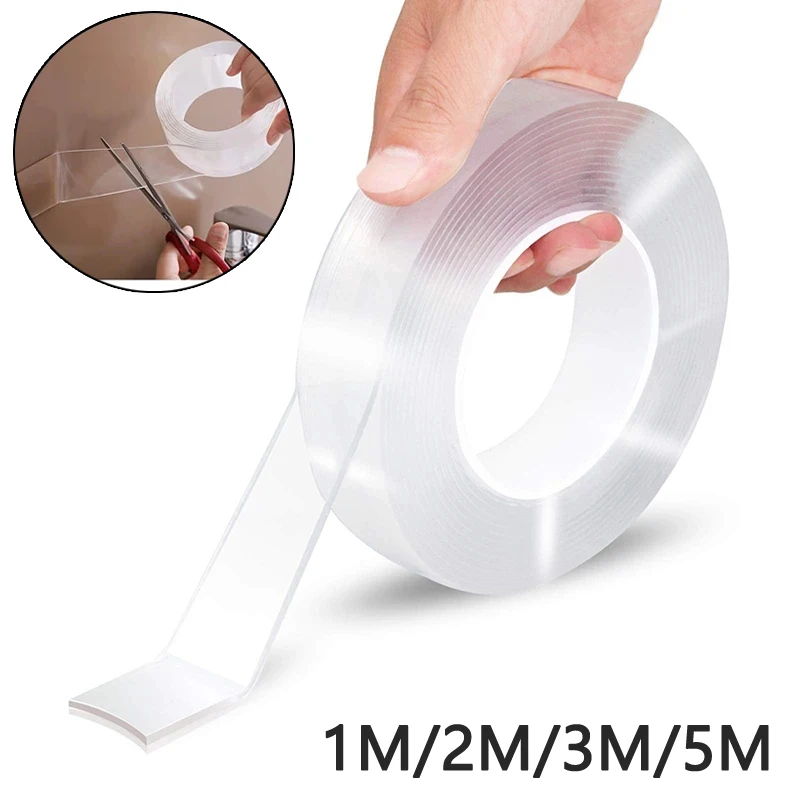 1/3/5m Nano Tape Transparent Non Marking Waterproof Tape Non Marking Double Sided Tape Reusable Can Be Cleaned For Household Use