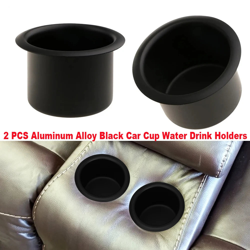 

2pcs Black Aluminum Alloy Cup Water Drink Holder RV Car Marine Boat Trailer Mounts Holder Interior Accessories Drinks Holders