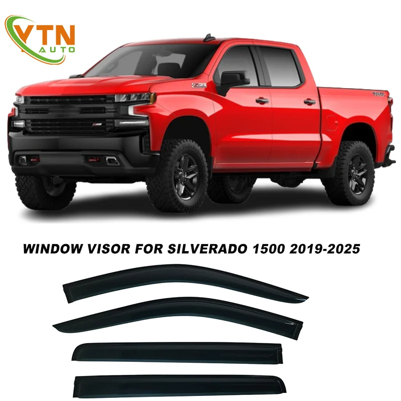 

For Chevrolet Chevy Silverado 1500 Crew Cab 2019 2020 2021 2022 2023 2024 2025 Side Window Visor Guard Vent Shelters Rain Guard