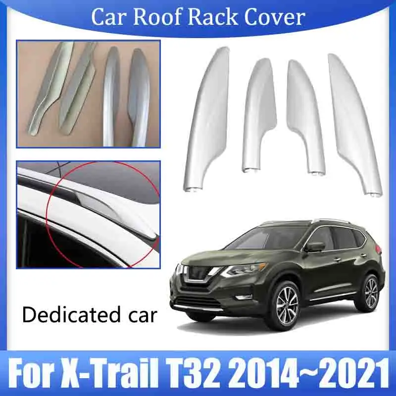 

for Nissan X-Trail T32 2014 2015 2016 2017~2021 Rogue Car Roof Rack Cover Silver Luggage Bar Rail End Shell Cap Trim Accessories