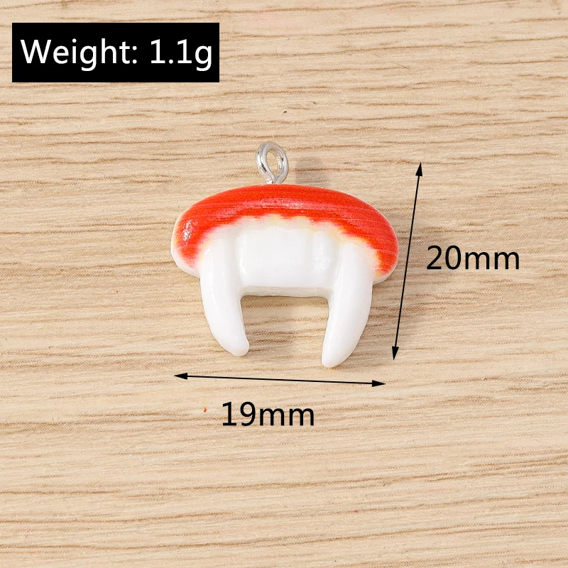 Tusember 10 Stück Halloween Charms Harz Hexenhut Mond Spinne Fledermaus Katze Kürbis Geist für Ohrringe Halloween Schmuckherstellung DIY – Detail 9