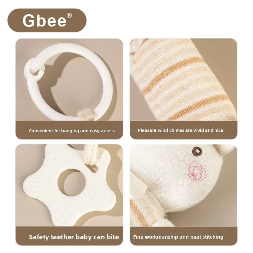 Gbee algodão orgânico vento carrilhão cor algodão torno pendurado brinquedo recém-nascido dentição sino bebê 0-1 ano de idade brinquedo calmante
