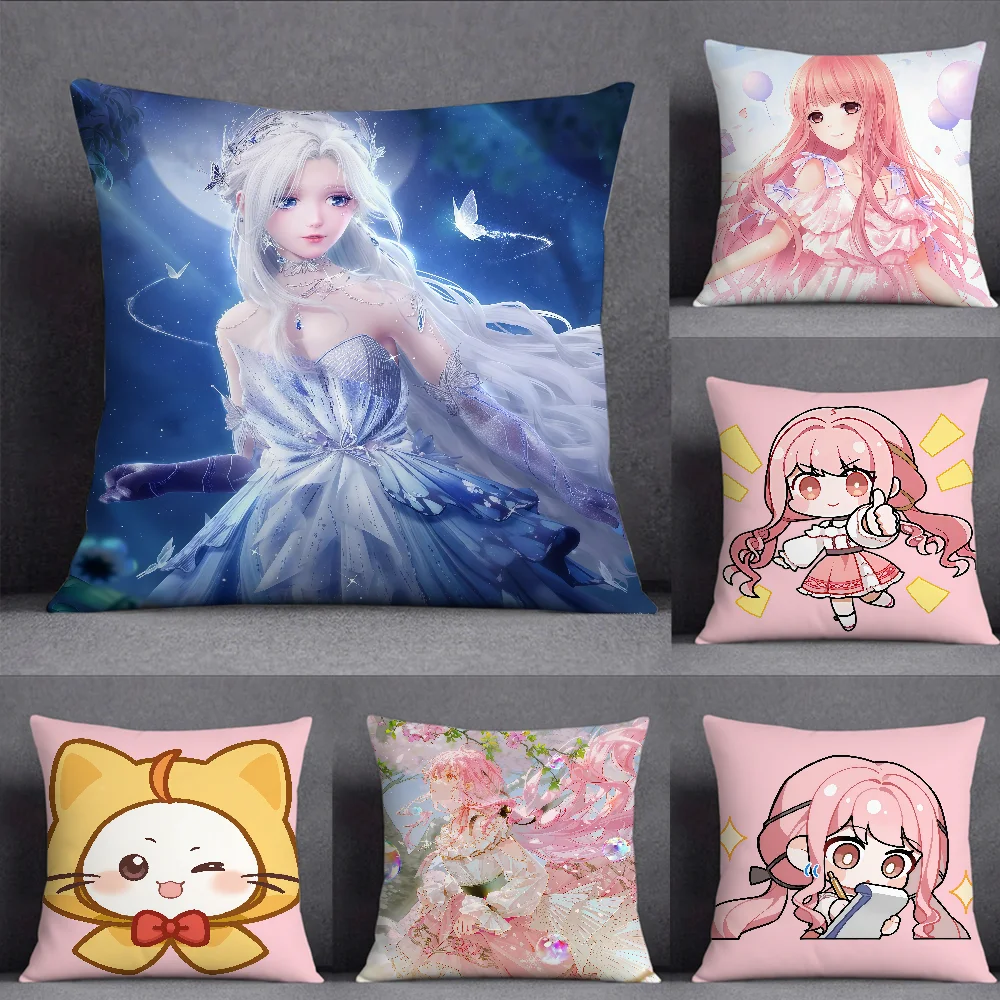 Anime Infinity Nikki Game Cushion Cover Square Double-Sided Printing Sofa Cushion Cover Pillowcase Bedroom Bedside