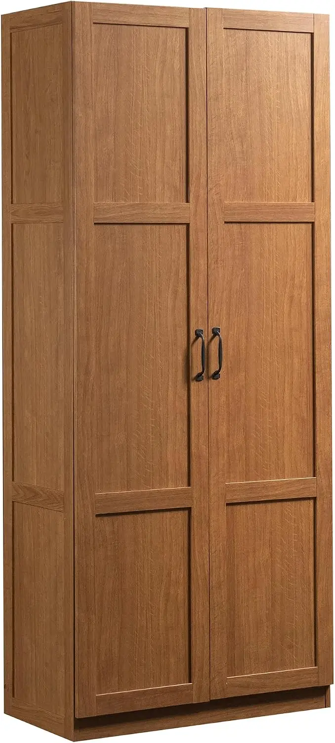 Tall Storage Cabinet, Freestanding Kitchen Pantry Storage Organizer Unit With Four Adjustable Shelves, Multi Purpose Utility Furniture For Laundry Room Home Office Garage, Rustic Highland Oak Color