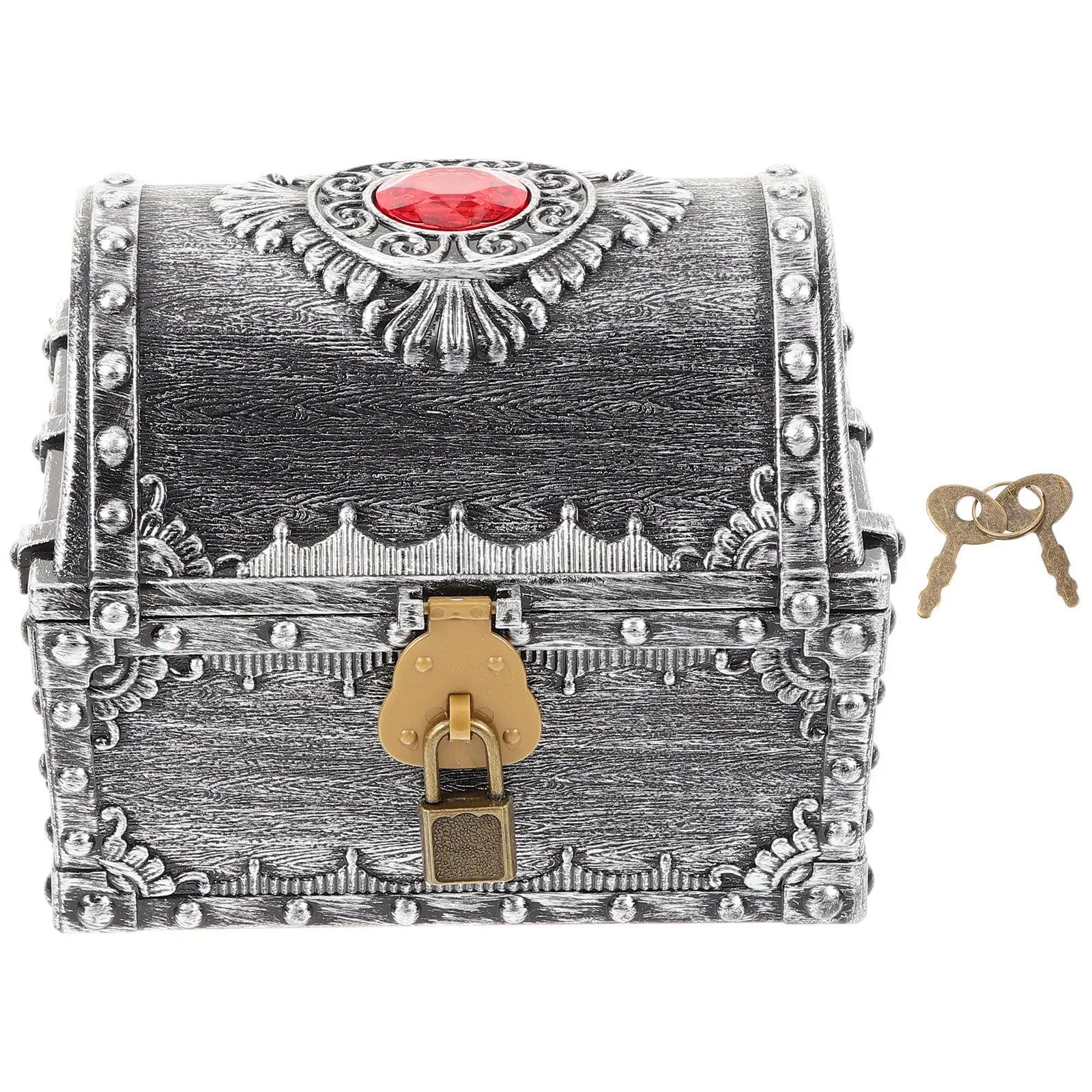 

Pirate Treasure Chest Box Props Small Kids Plastic Chest with Lock Key Child Storage Toy Gift Vintage Box Party Supplies