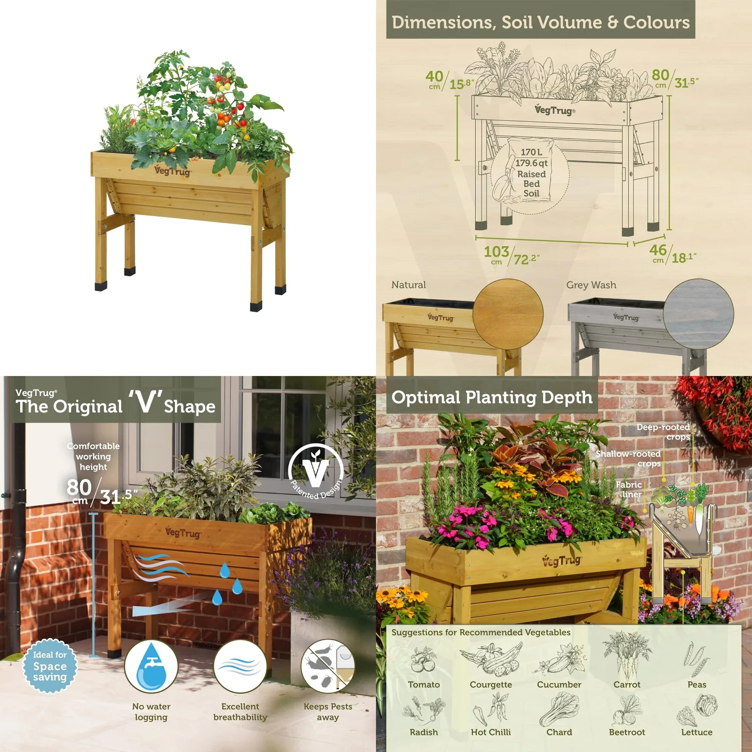 

Cedar Raised Garden Bed Space-Saving Planter Balcony Patio 1m, Customized