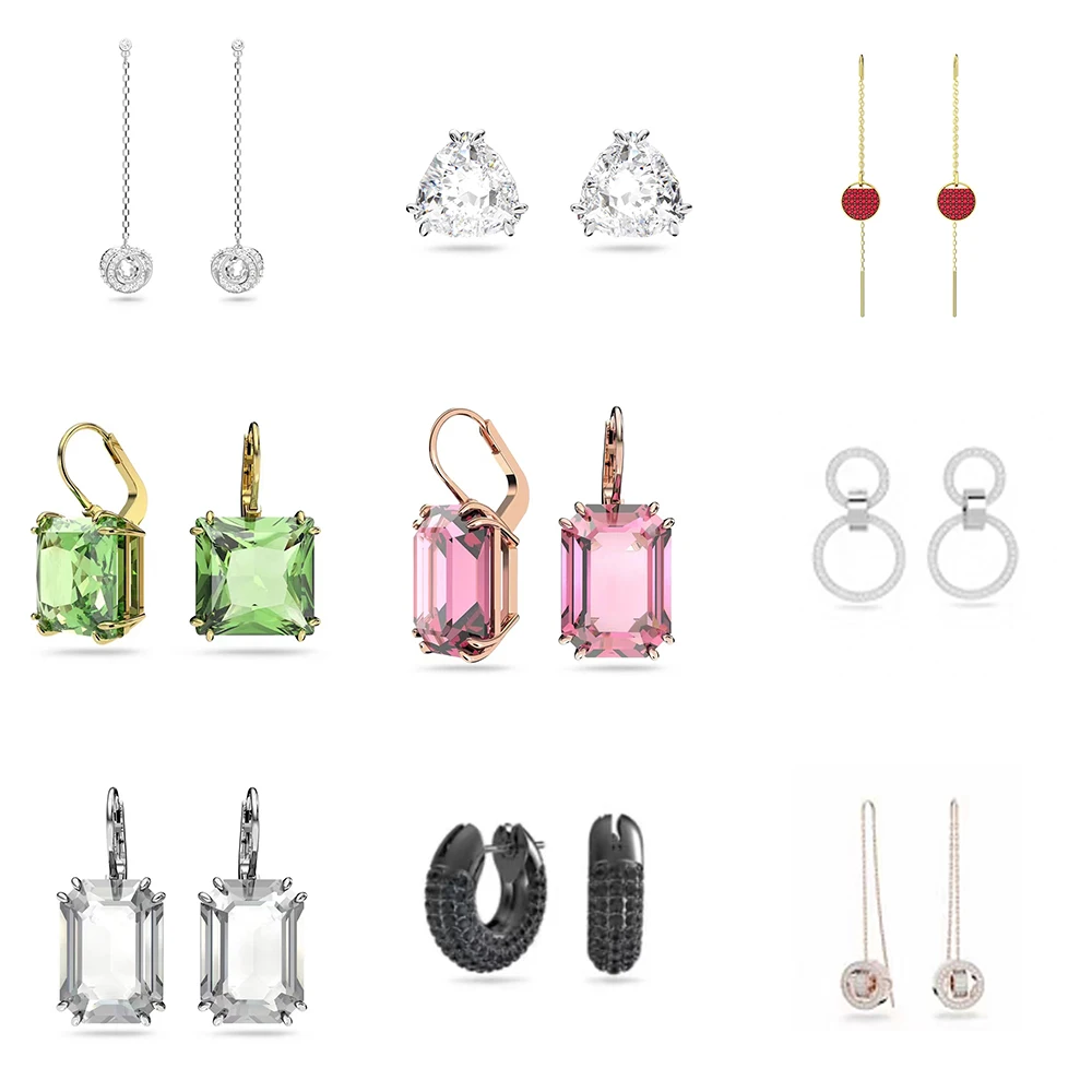 

New square brown crystal earrings with interlocking silver earrings, personalized gift for women