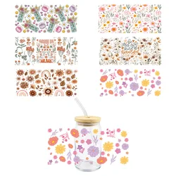 Plants UV DTF Wrap Transfer Stickers Beautiful Flowers Design Waterproof Wrap For Bottles Cups Mugs Decal