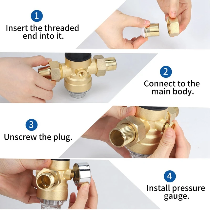 Pressure Regulator Water With Pressure Gauge Water And Screen Filter 3/4 Inch DN20 Pressure Regulator