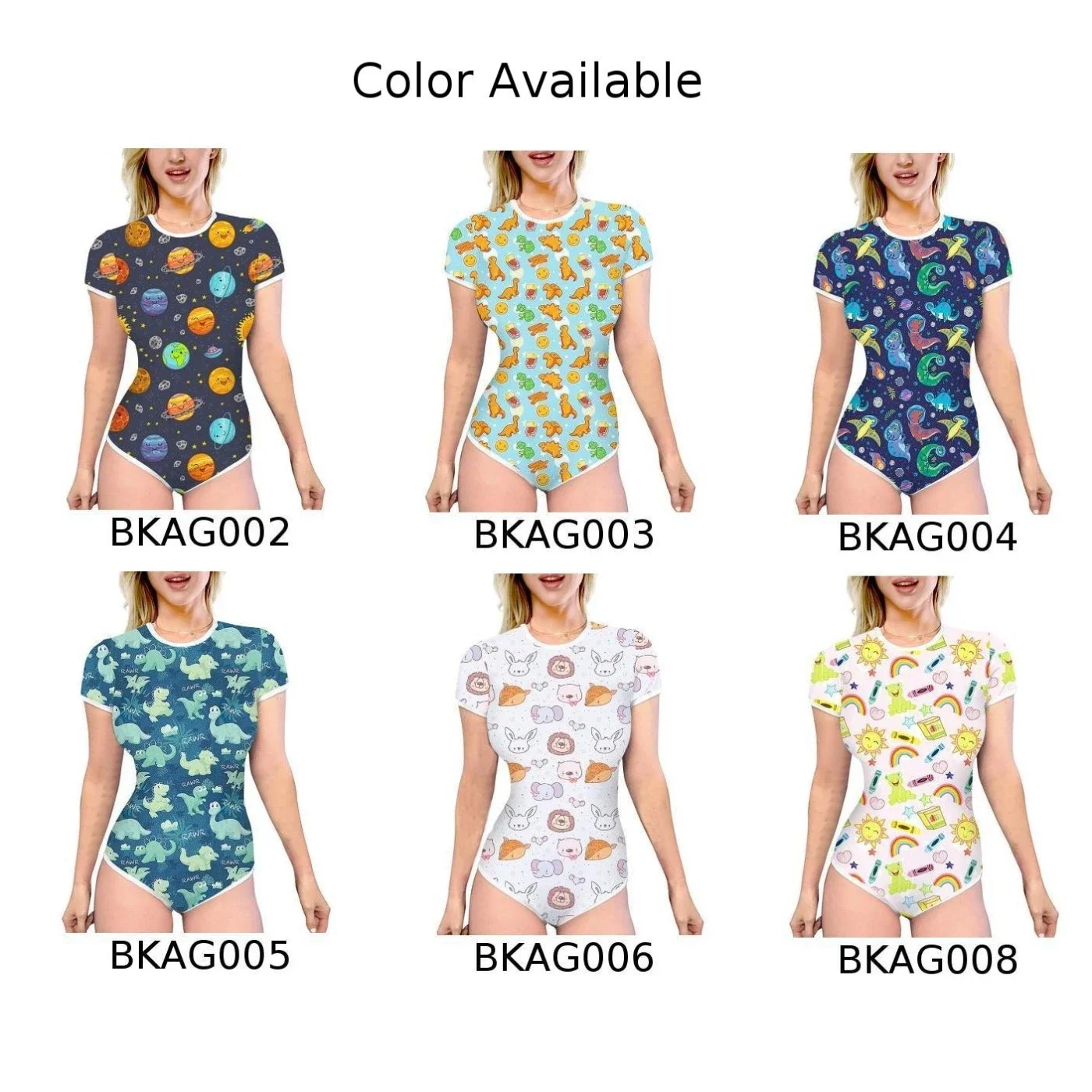 ผู้หญิงเซ็กซี่ฤดูร้อนชุดนอน Slim Romper การ์ตูนพิมพ์แขนสั้นรอบคอ Playsuit บ้านชุดนอนชุดบอดี้สูท Tights Leotard